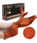 RRP £56 Set of 4 x Gripsense Nitrile Gloves (Pack of 50) High Density Diamond Grip Orange Gloves