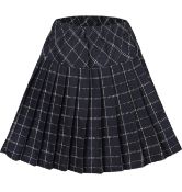 RRP £36 Set of 2 x Women's Elastic High Waist Tartan College Style Mini Skirt, Small