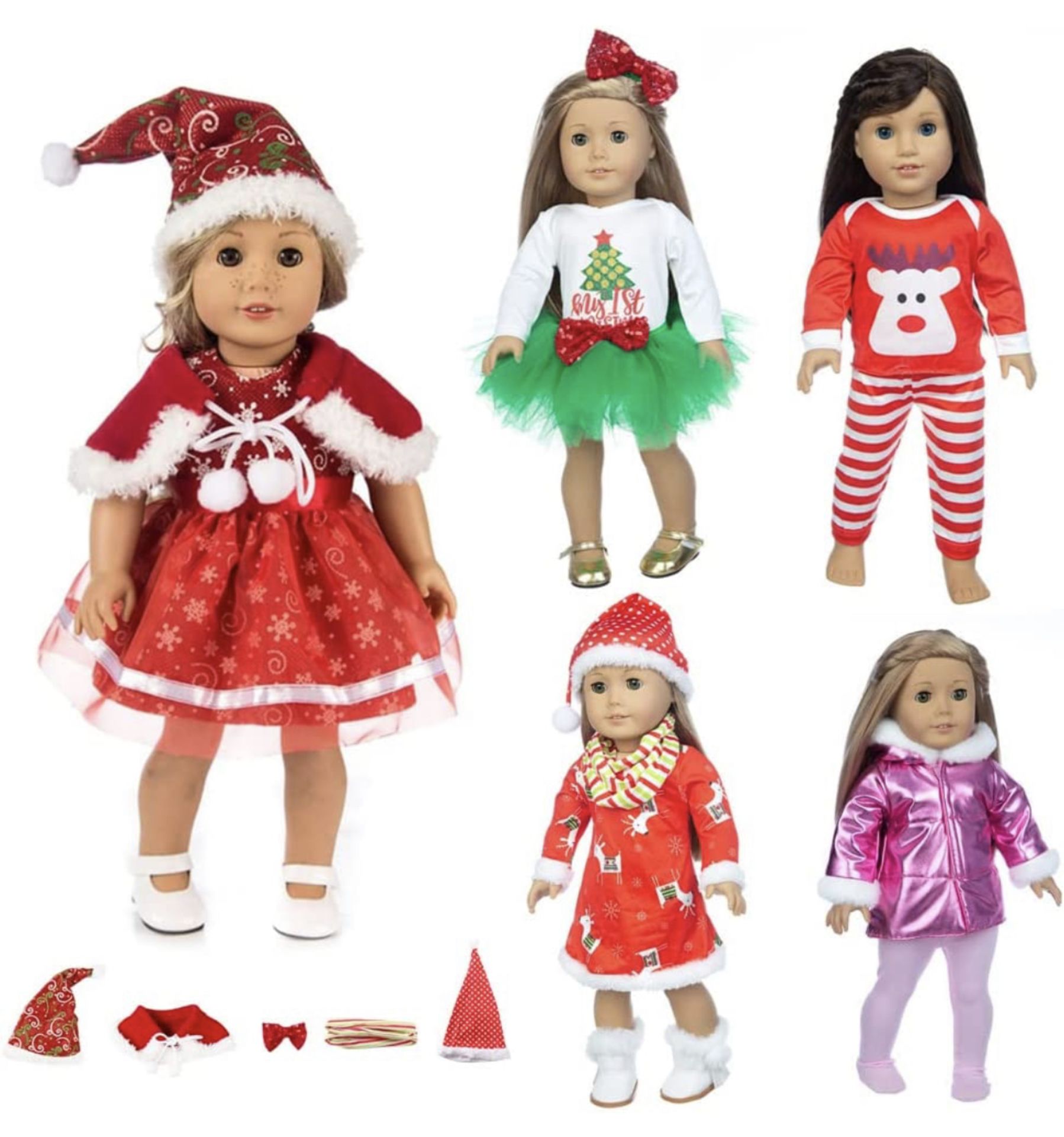 RRP £54 Set of 3 x 5-Sets Formemory 43cm Baby Doll Clothes Outfit Set Christmas Outfits