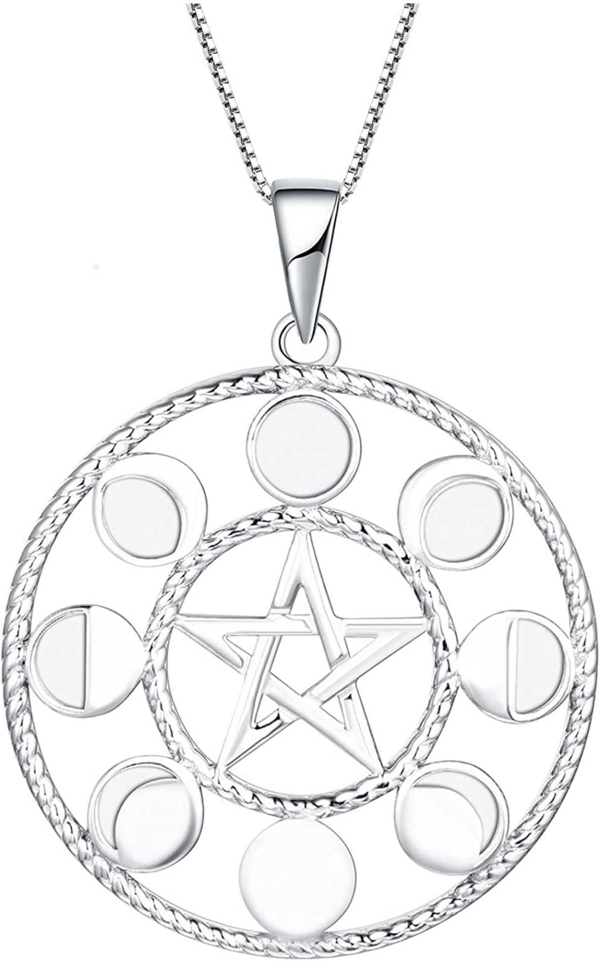 RRP £49.99 FJ Pentagram Pentacle Necklace 925 Silver Pendant Jewellery Gift