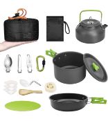 RRP £42.99 Shinroad 16pcs Camping Cokware Kit Lightweight Portable Cookset