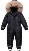 RRP £59.99 Minizone Kids One Piece Ski Suit Hooded Snowsuit Waterproof Jacket, 7-8Years