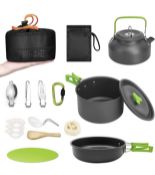 RRP £42.99 Shinroad 16pcs Camping Cokware Kit Lightweight Portable Cookset