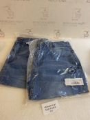 RRP £60 Set of 2 x Roskiky Women's Casual Denim Short Jean Skirt Raw Hem Pockets Fringed, S