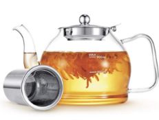 Glass Tea Pot 1200ml Teapot with Infuser Blooming Tea Flowering Tea Pot