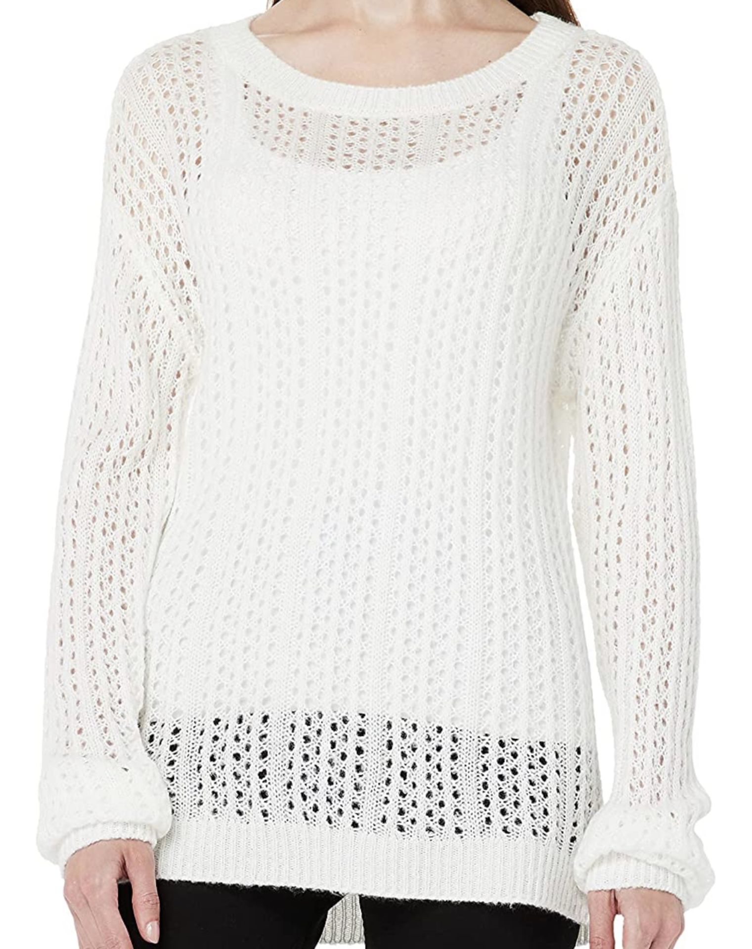 RRP £19.99 Hikaro Women's Eyelet Sweater Long Sleeve Knit Jumper, Large