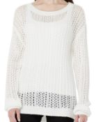 RRP £19.99 Hikaro Women's Eyelet Sweater Long Sleeve Knit Jumper, Small