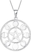 RRP £49.99 FJ Pentagram Pentacle Pendant Necklace 925 Sterling Silver Necklace