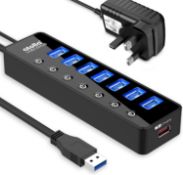 atolla Powered USB 3.0 Hub 20W, 7 Multi USB Data Ports Hub splitter