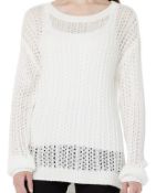 RRP £19.99 Hikaro Women's Eyelet Sweater Long Sleeve Knit Jumper, Small