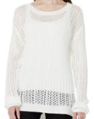 RRP £19.99 Hikaro Women's Eyelet Sweater Long Sleeve Knit Jumper, Medium