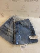 RRP £60 Set of 2 x Roskiky Women's Casual Denim Short Jean Skirt Raw Hem Pockets Fringed, S