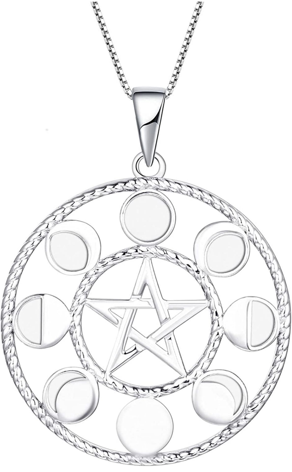 RRP £49.99 FJ Pentagram Pentacle Pendant Necklace 925 Sterling Silver Necklace