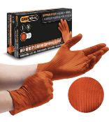 RRP £56 Set of 4 x Gripsense Nitrile Gloves (Pack of 50) High Density Diamond Grip Orange Gloves