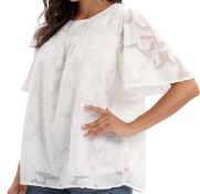 RRP £19.99 Modojuny Women's Casual Loose Chiffon Blouse Floral Textured Shirt, Large