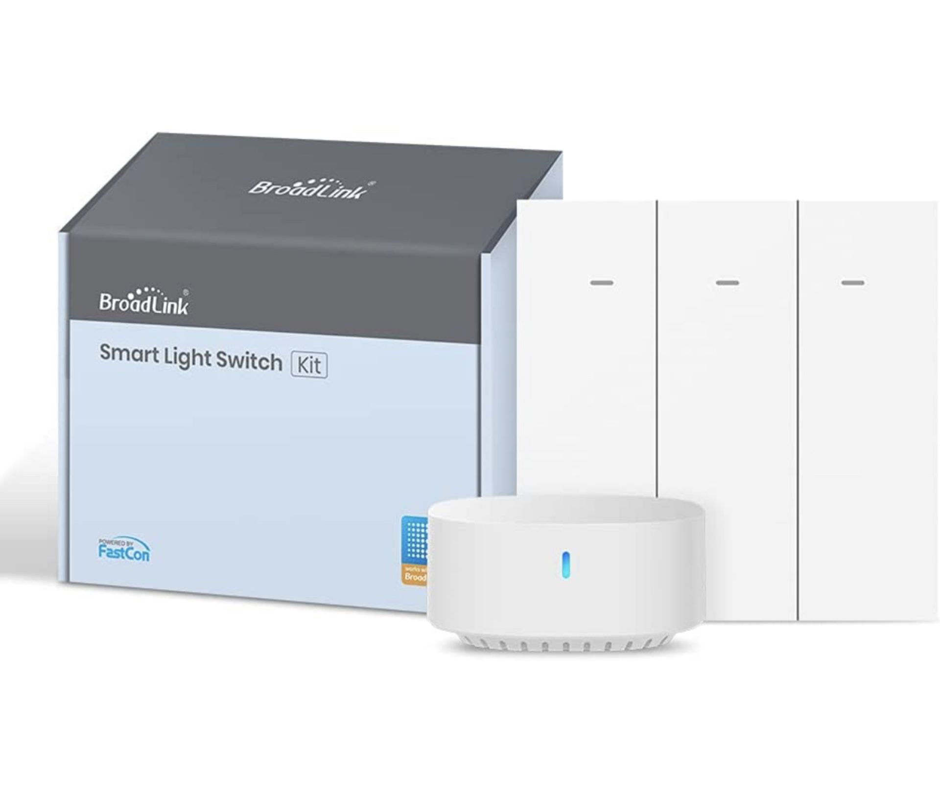 RRP £36.99 Broadlink Smart Wall Light Switch Kit 2-Gang, Alexa and Google Home Compatible