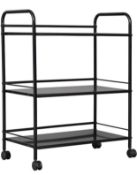 RRP £47.99 Home Bi 3-Tier Kitchen Storage Trolley Metal Rolling Utility Cart