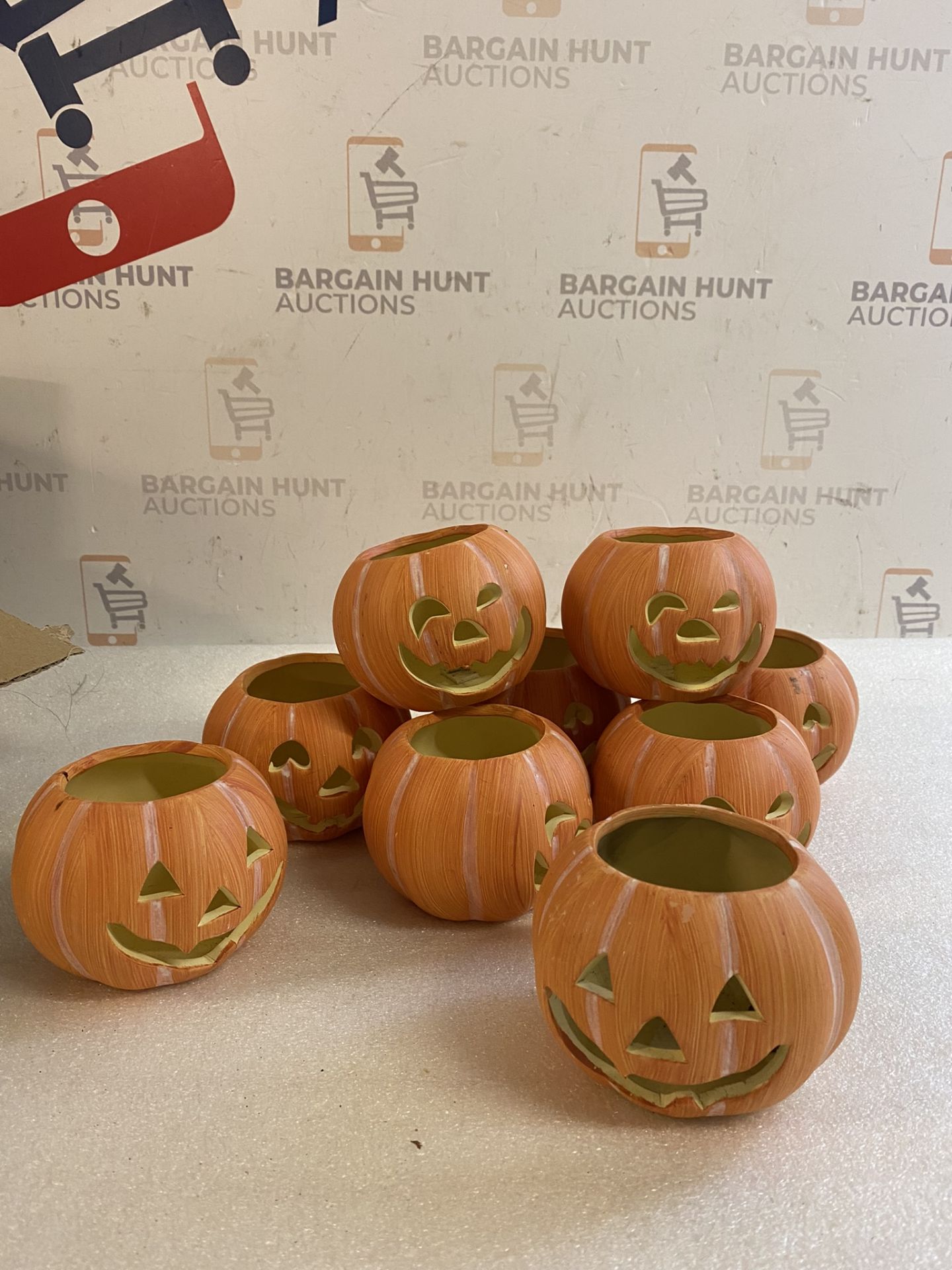 Halloween Pumpkin Tealight Candle Holders, Set of 9