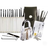 Lock Cowboy Lock Pick Set with Transparent Training Padlock and Credit Card