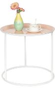 Topfly Round Metal Side Table with Detachable Tray, Coral & White RRP £19.99