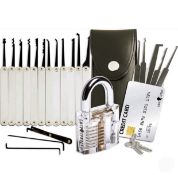 Lock Cowboy Lock Pick Set with Transparent Training Padlock and Credit Card