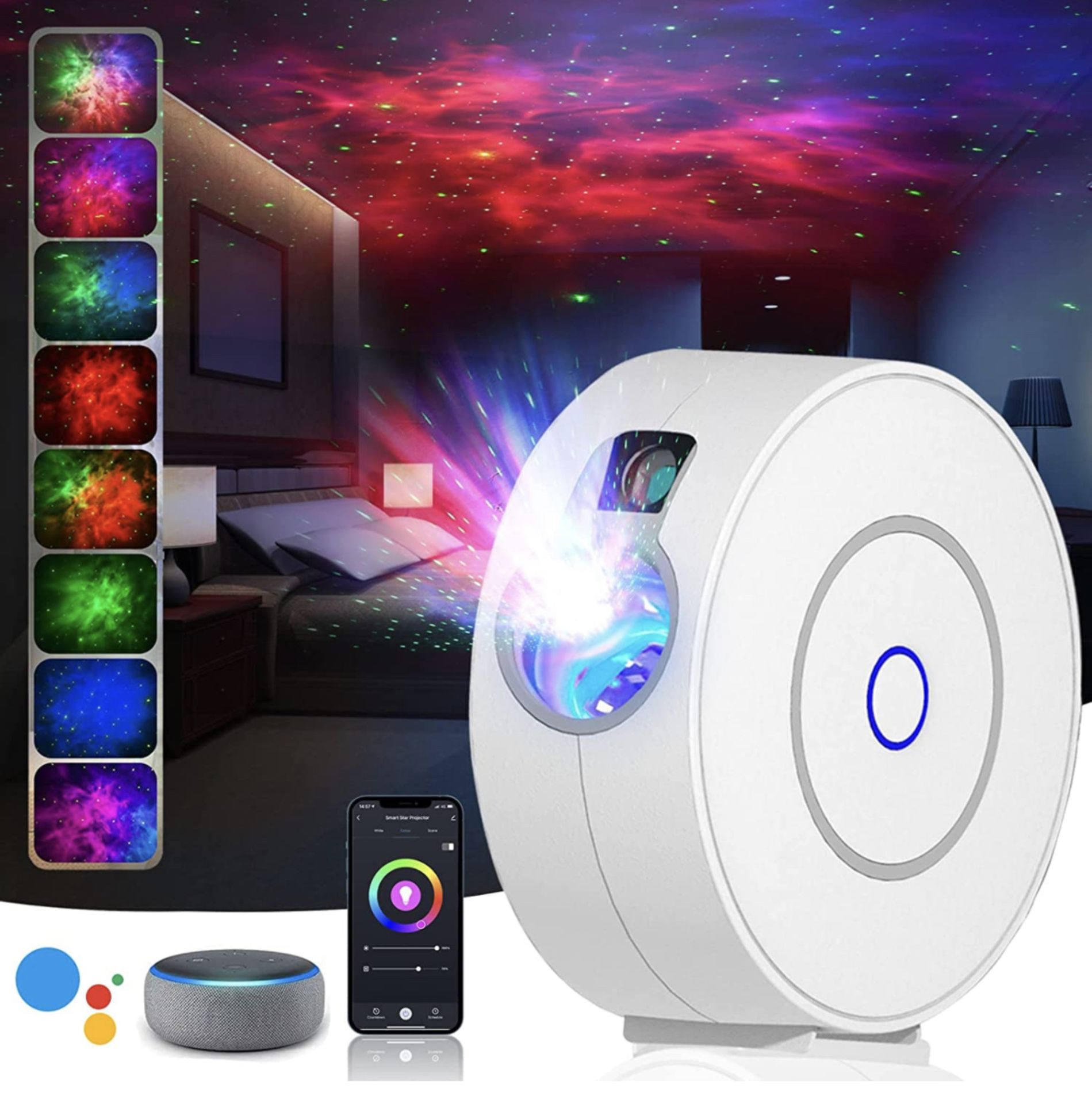 RRP £39.99 Nineaccy Galaxy Voice Control/ App Control Projector Star Night Light Projector