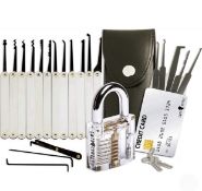 Lock Cowboy Lock Pick Set with Transparent Training Padlock and Credit Card