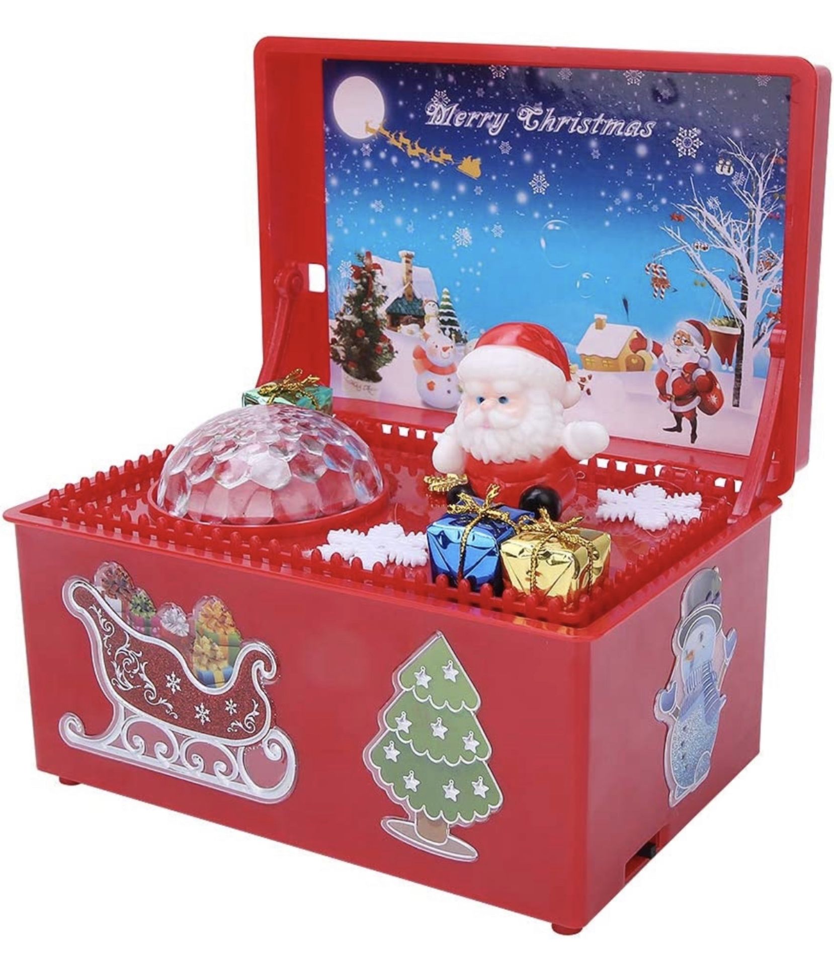 Zerodis Cgristmas Music Box Singing Battery Operated Musical Light-Up Box