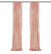 Rnsunh Sequin Backdrop Curtain 2 Panel 2x8ft Glitter Backdrop Curtains Party Drapes