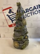 Handmade Foam Cone Fabric Covered Decorated Tabletop Christmas Tree