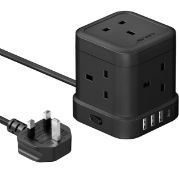 JSVER Extension Lead with USB C and 3 USB Ports Cube Power Strip