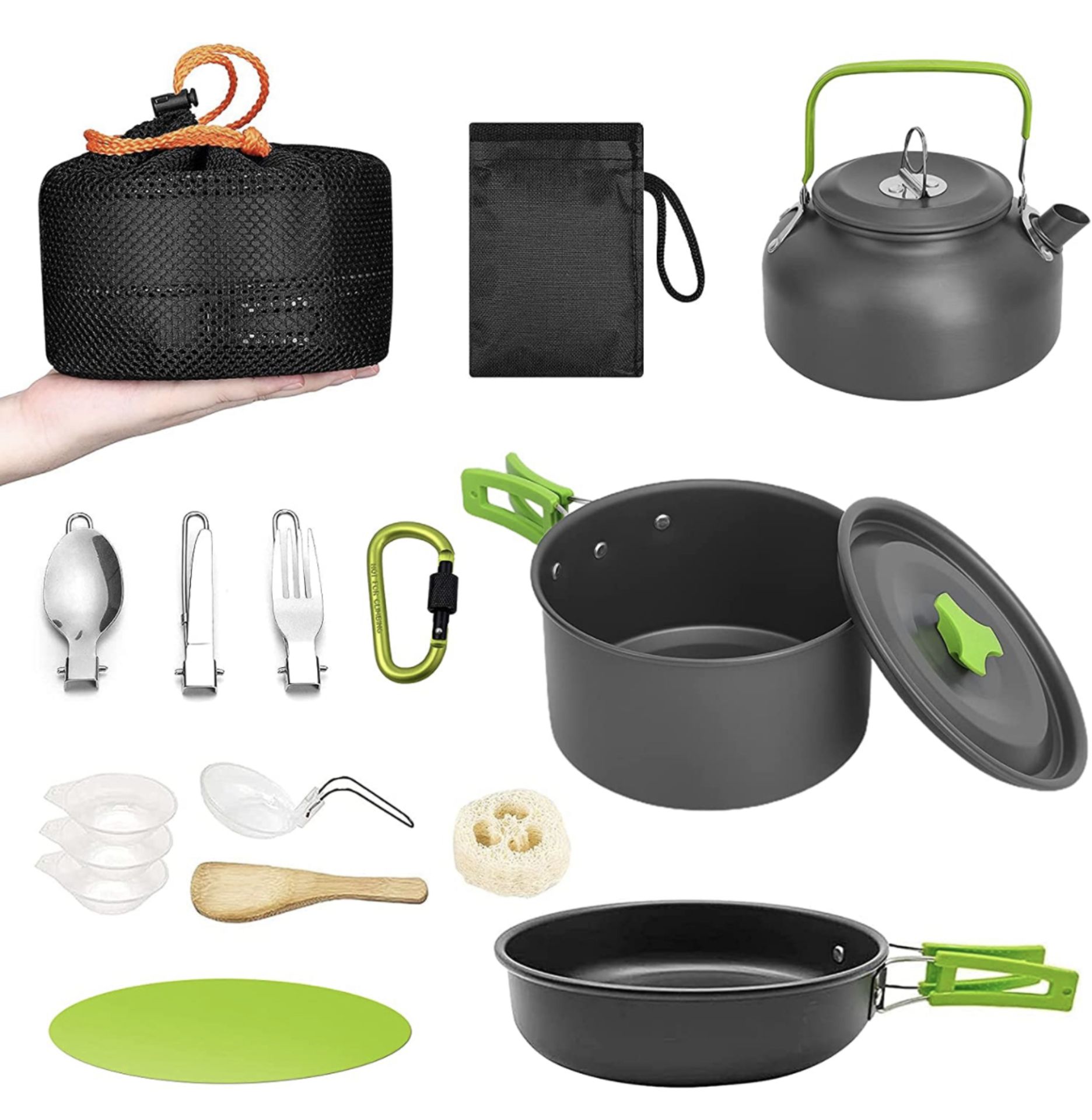 RRP £42.99 Shinroad 16Pcs Camping Cookware Kit Lightweight Portable Kit