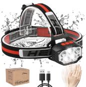 RRP £19.99 Okyuk Head Torch Rechargeable USB Headlamp Super Bright Lamp with Motion Sensor