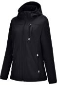 RRP £79.99 Reyshionwa Women's Softshell Jacket with Hooded Fleece Lined Outdoor Coat, L