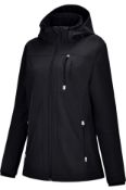 RRP £79.99 Reyshionwa Women's Softshell Jacket with Hooded Fleece Lined Outdoor Coat, XL