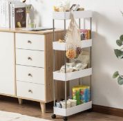 RRP £24.99 Lantaly Gap Slim Storage Cart Mobile Slide Out Storage Pantry Trolley (4 Tier)