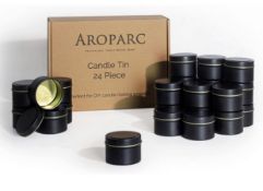 RRP £17.99 Julwhisper Candle Tin 4oz 24-Piece Black Candle Containers for Candle Making