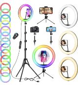 RRP £26.99 Ring Light 12" RGB Selfie Ring Light & Adjustable Tripod Stand with Phone Holder