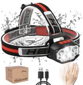 RRP £19.99 Okyuk Head Torch Rechargeable USB Headlamp Super Bright Lamp with Motion Sensor