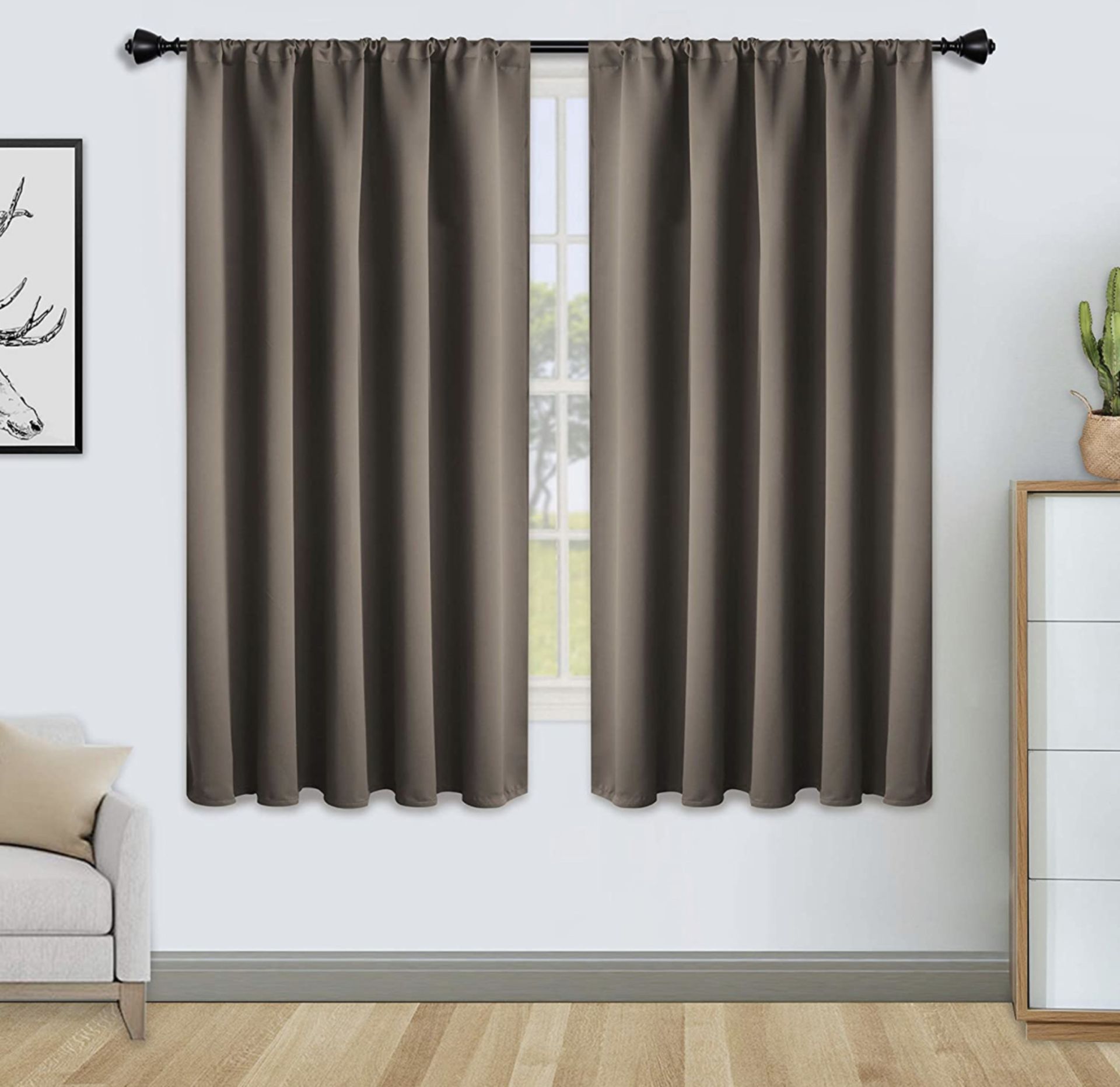 RRP £30.99 Floweroom Blackout Curtains Thermal Insulated Rod Pocket Curtains, 168cm x 137cm