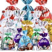 RRP £105 Set of 7 x Haconba 40-Pieces Christmas Foil Bag Mylar Goody Gift Bags, RRP £15 Each
