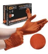 RRP £28 Set of 2 x Gripsense Nitrile Gloves (50 Pack) High Density Diamond Grip Orange Gloves