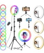 RRP £26.99 Ring Light 12" RGB Selfie Ring Light & Adjustable Tripod Stand with Phone Holder