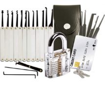 Lock Cowboy Lock Pick Set with Transparent Training Padlock and Credit Card