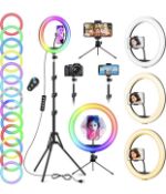 RRP £26.99 Ring Light 12" RGB Selfie Ring Light & Adjustable Tripod Stand with Phone Holder