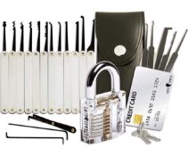 Lock Cowboy Lock Pick Set with Transparent Training Padlock and Credit Card