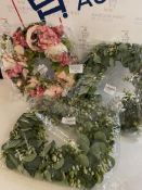 Artificial Flower Wreaths Door Décor Wreaths, Set of 3 RRP £48