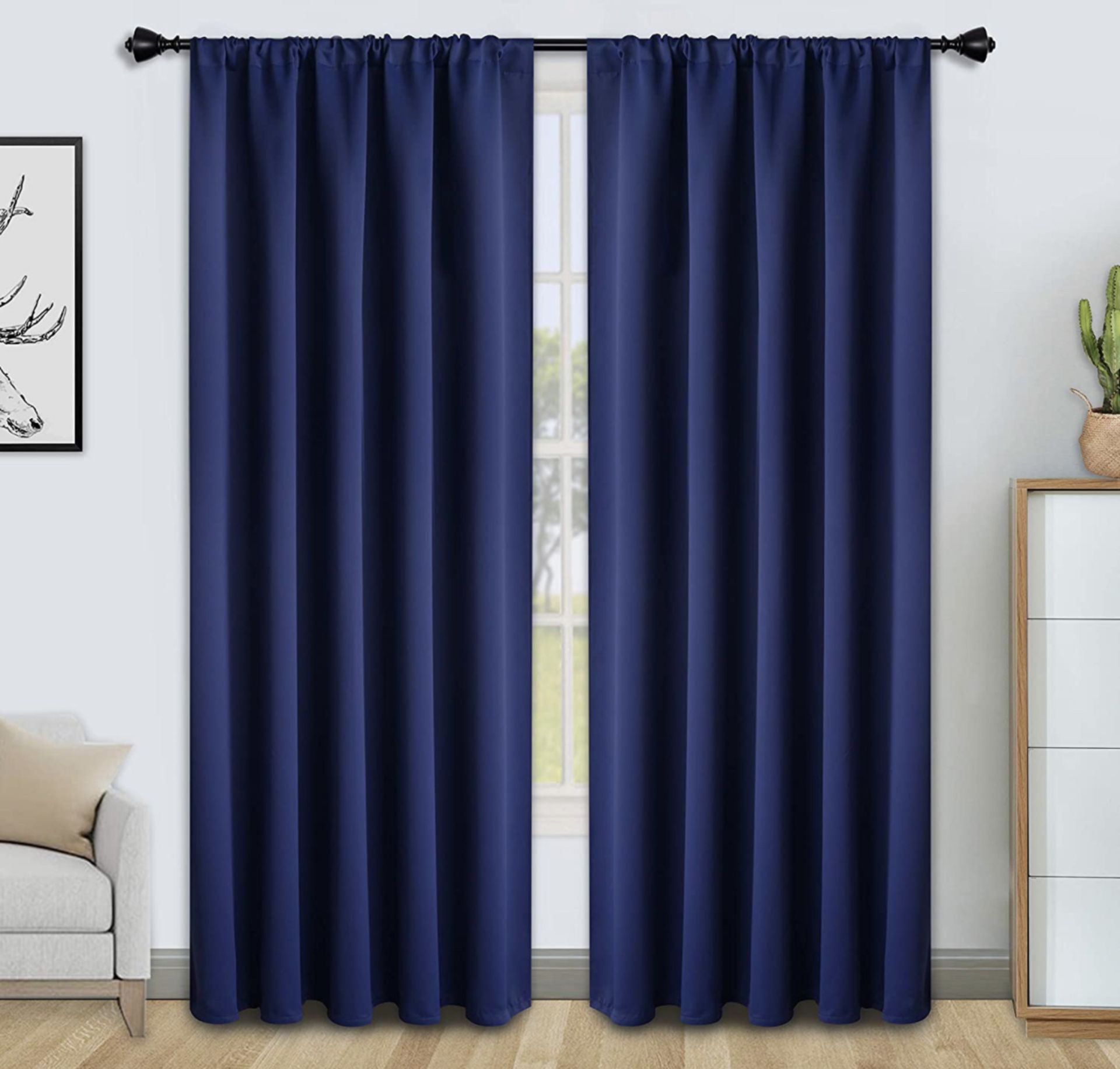 RRP £29.99 Floweroom Blackout Curtains Thermal Insulated Rod Pocket Curtains, 132cm x 183cm