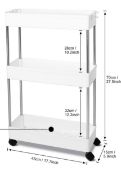 RRP £19.99 Lantaly Gap Slim Storage Cart Mobile Slide Out Storage Pantry Trolley (3 Tier)