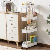 RRP £24.99 Lantaly Gap Slim Storage Cart Mobile Slide Out Storage Pantry Trolley (4 Tier)